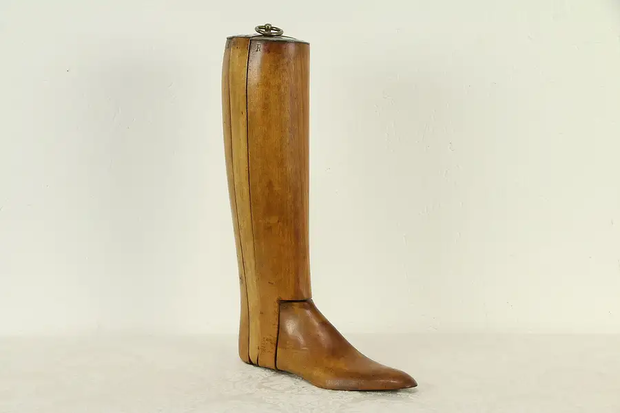 Main image of Boot Stretcher, Antique Brass & Birch Hardwood