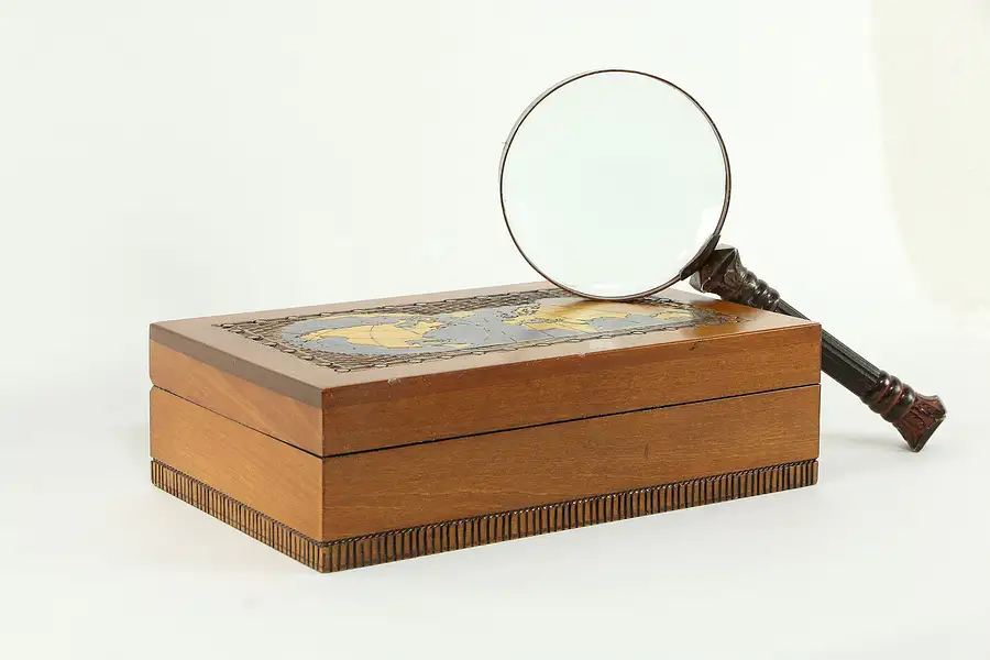 Main image of Jewelry or Keepsake Box With Carved Map, Shangri La Himalayan Mountains