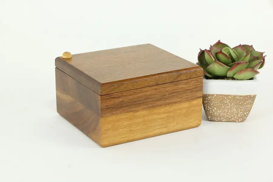 Main image of Swivel Lid Artisanal Walnut Jewelry or Keepsake Box