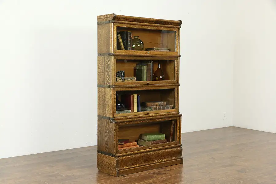 Main image of Oak 4 Stack Antique Barrister or Lawyer Library Bookcase