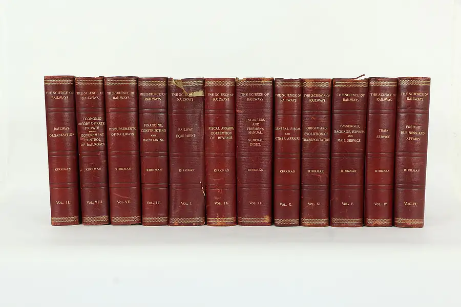 Main image of Science of Railways Antique 12 Volume Leather Set Kirkman 1899