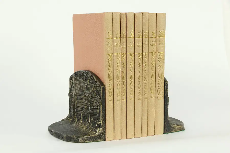 Main image of Pair of Antique Cast Iron Lincoln Cabin Bookends