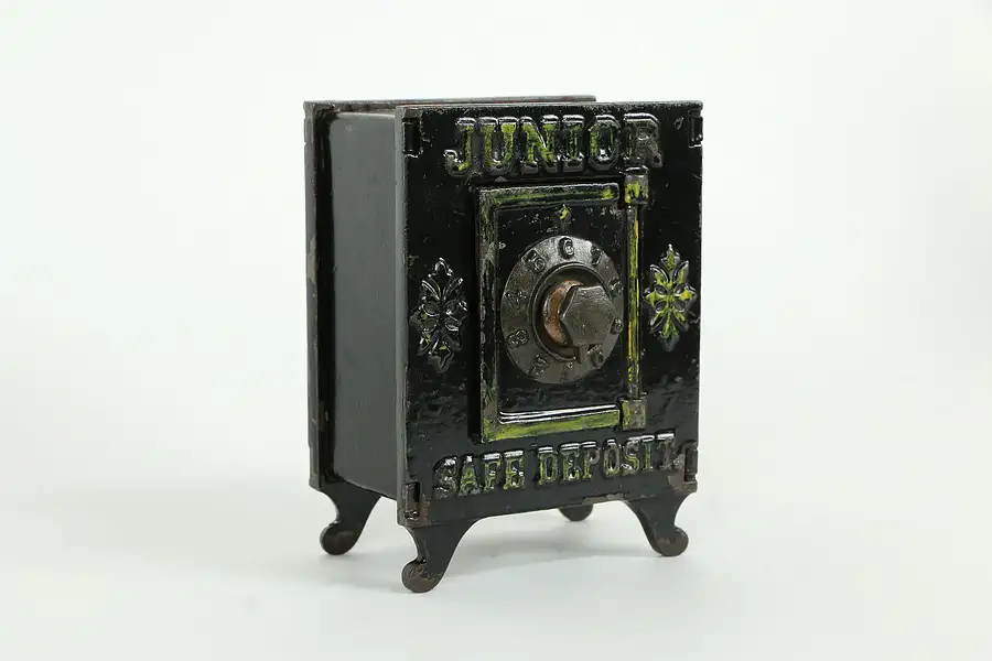 Main image of Victorian Antique Junior Safe Deposit Coin Bank, Combination Lock