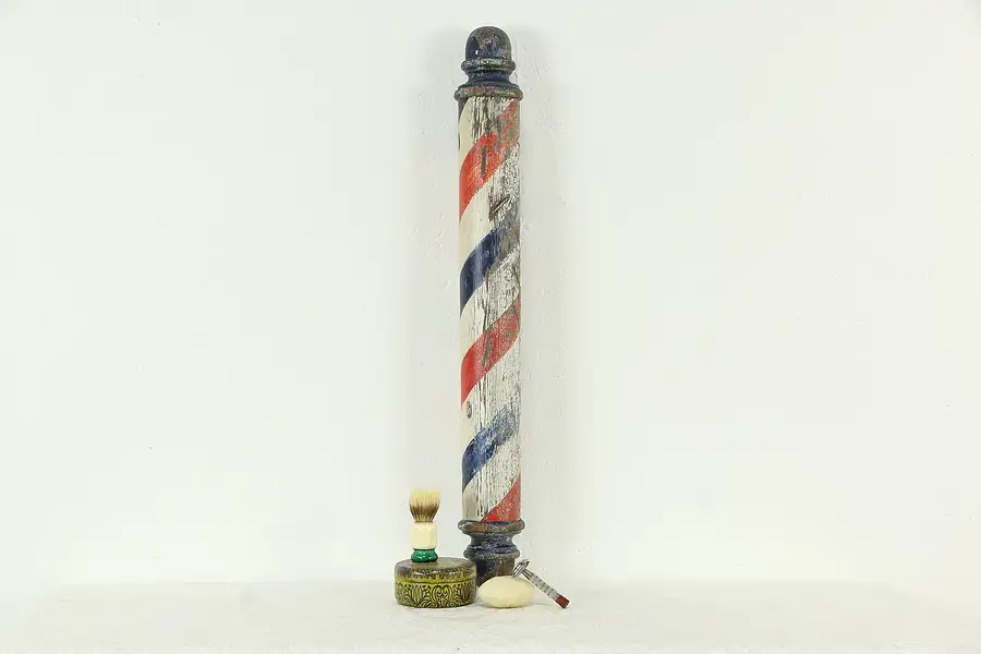 Main image of Folk Art Antique Architectural Salvage Barber Pole with Original Paint