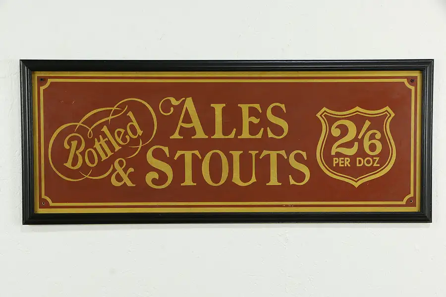 Main image of Bottled Ales & Stouts, Vintage English Pub Sign