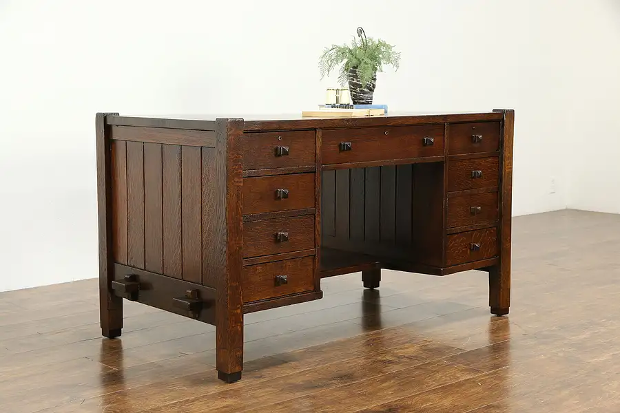 Main image of Gustav Stickley Arts & Crafts Mission Oak Antique Craftsman Desk