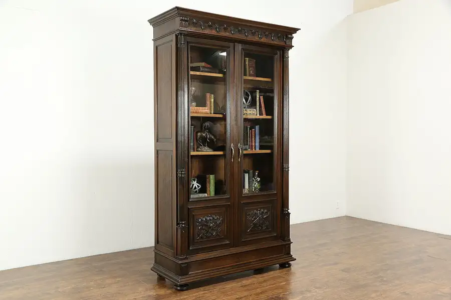 Main image of Renaissance Carved Walnut Italian Antique Library Bookcase