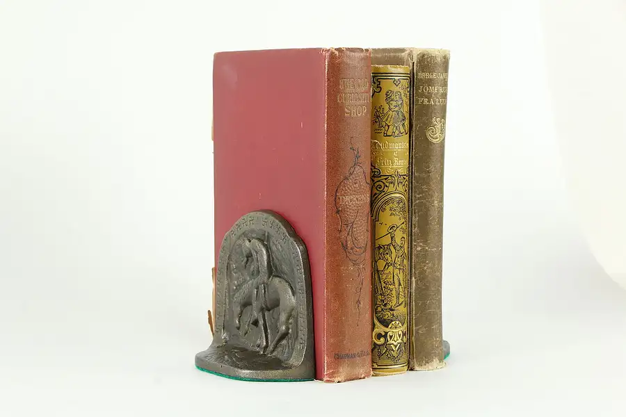 Main image of Pair of End of the Trail Sculpture Antique Bookends