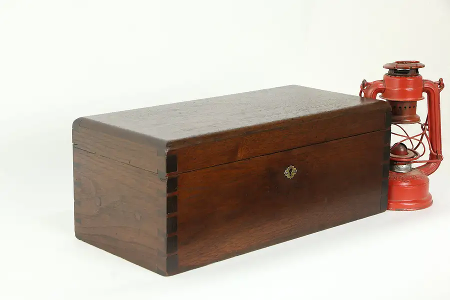 Main image of Walnut Dovetail Antique Ohio Keepsake Box, Secret Compartment