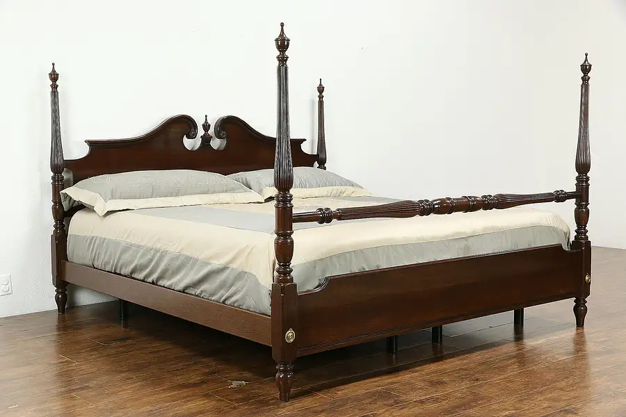 Main image of King Size Traditional Cherry Vintage 4 Poster Bed