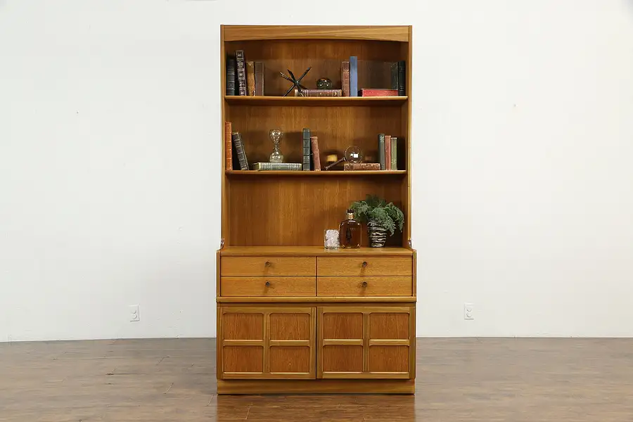 Main image of Midcentury Modern English Vintage Teak 4 Drawer Bookcase Wall Unit Nathan