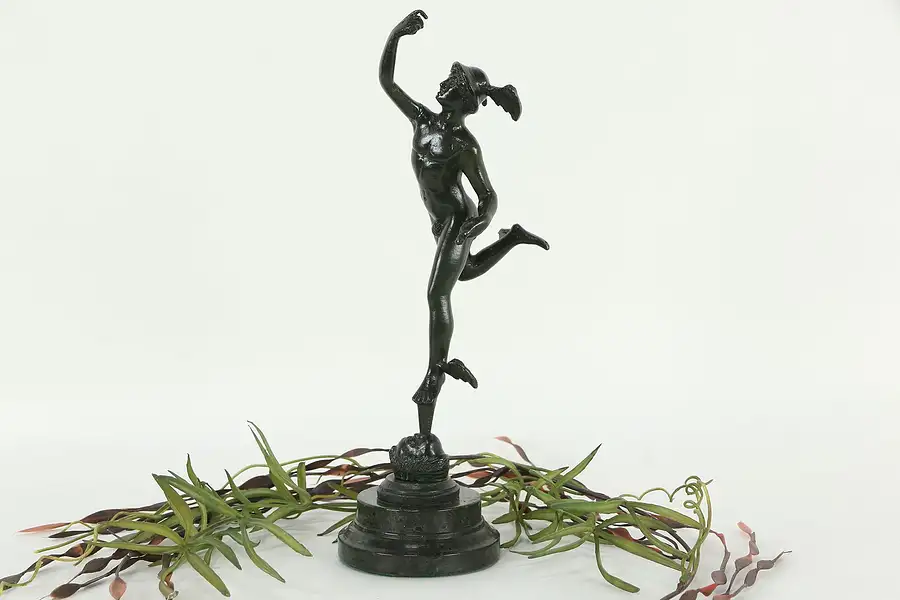 Main image of Mercury Bronze Sculpture after Giambologna, Green Marble Base