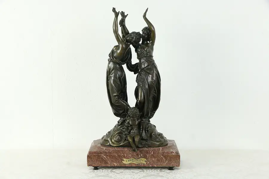 Main image of Jour & Nuit Par Claudius, Moreau Antique Bronze Sculpture, Day and Night