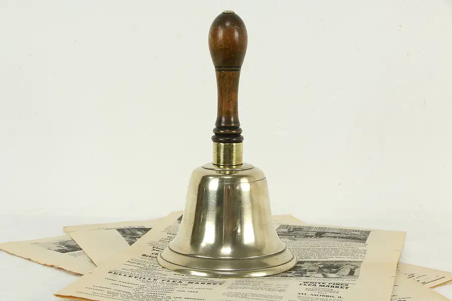 Main image of Brass Antique English Schoolmaster Bell, Cherry Handle