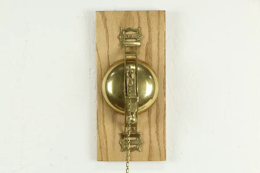 Main image of Firehouse Vintage Brass Wall Bell, Oak Mounting Plaque, SF Co