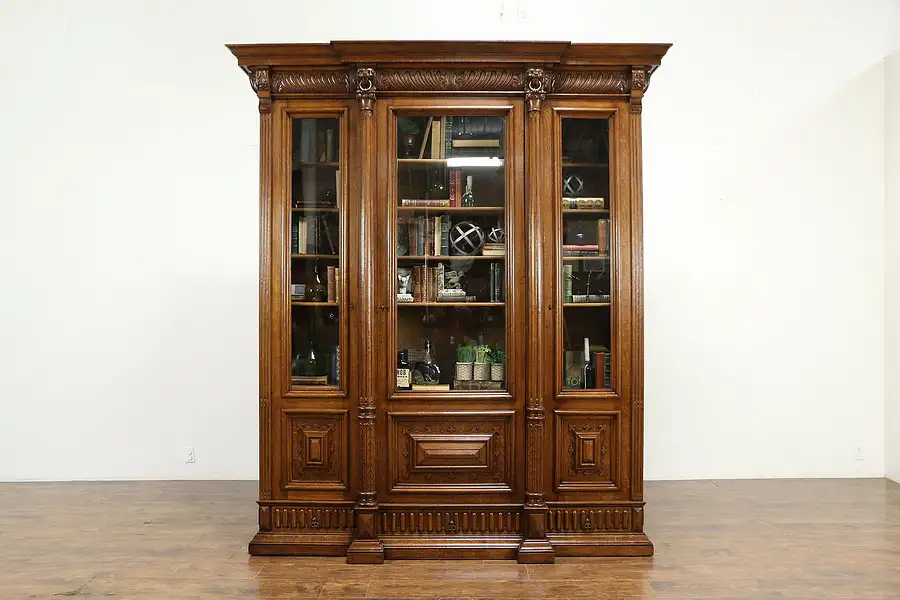 Main image of Renaissance Design Antique Italian Oak 8 1/2' Tall Library Bookcase