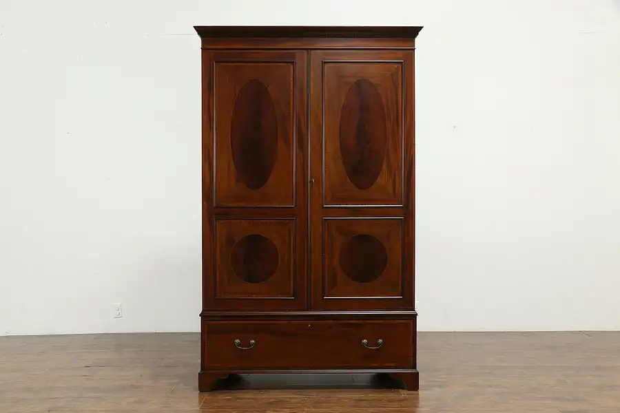 Main image of Georgian Design English Antique Mahogany Armoire, Wardrobe or Closet