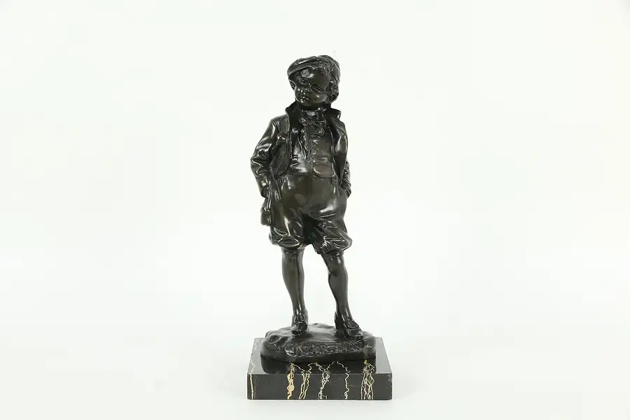 Main image of Sportsman Statue Bronze Vintage Sculpture, Marble Base, Picciole