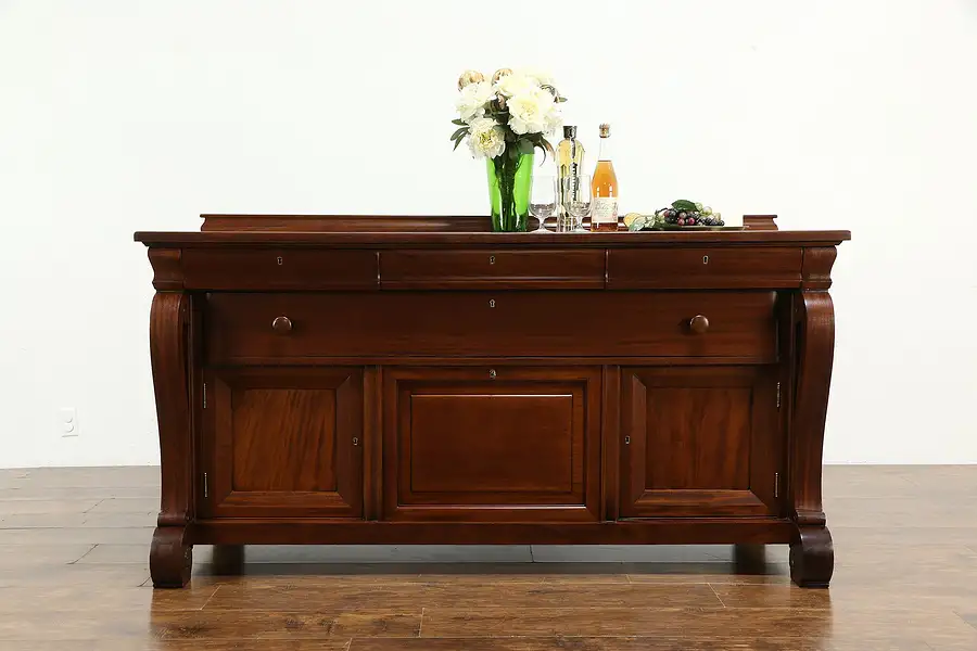 Main image of Empire Antique Mahogany Sideboard, Server or Buffet with Silver Chest