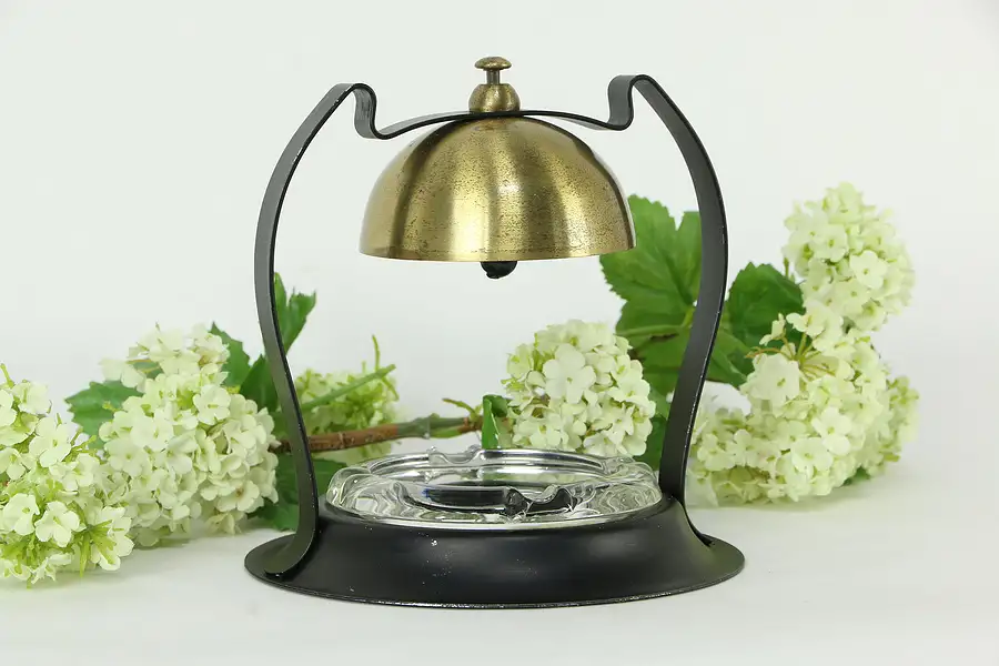 Main image of Brass Vintage Hotel or Counter Bell, Ashtray Base