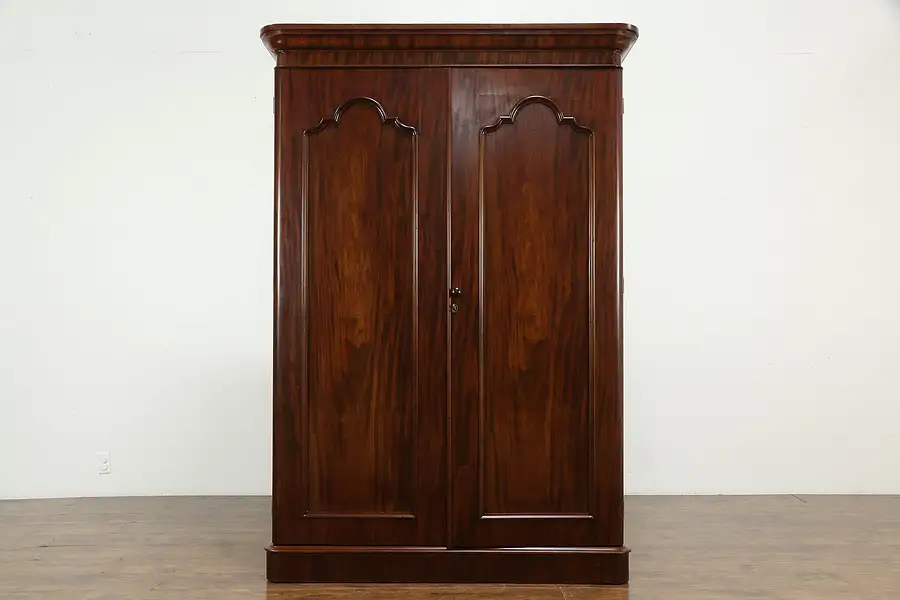 Main image of Victorian Antique English Mahogany Wardrobe Armoire or Linen Closet