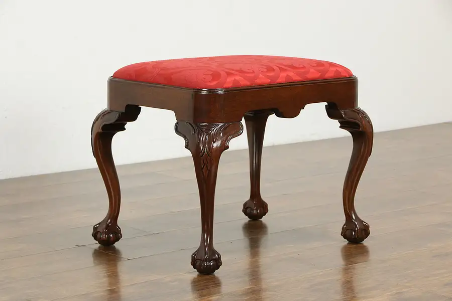 Main image of Georgian Vintage Mahogany Claw & Ball Bench or Stool, Hickory Chair