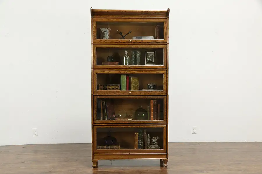 Main image of Oak Antique 5 Stack Lawyer Office or Library Bookcase, Humphrey