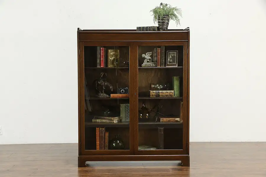 Main image of Oak Quarter Sawn Antique Office or Library Bookcase, Adjustable Shelves