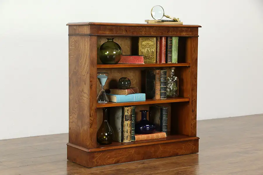 Main image of Elm Burl Vintage Office or Library Bookcase, Adjustable Shelves Scully NY