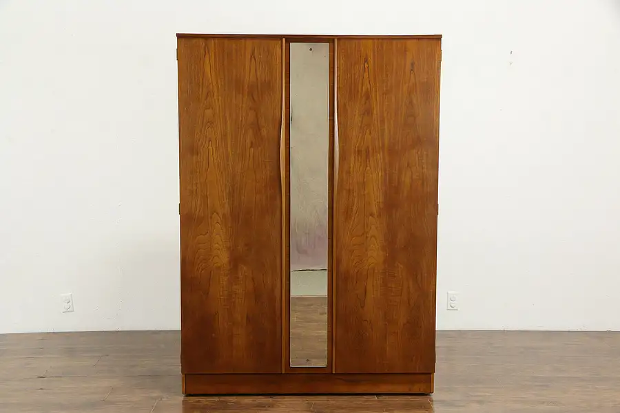 Main image of Midcentury Modern Teak 1960 Signed Vintage Armoire, Wardrobe or Closet