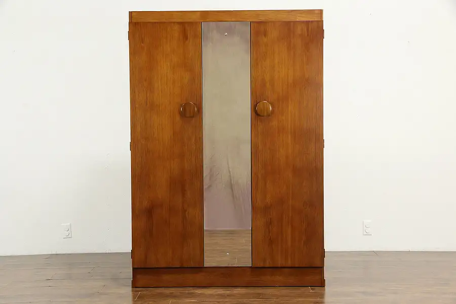 Main image of Midcentury Modern Teak 1960 Vintage Armoire, Wardrobe or Closet