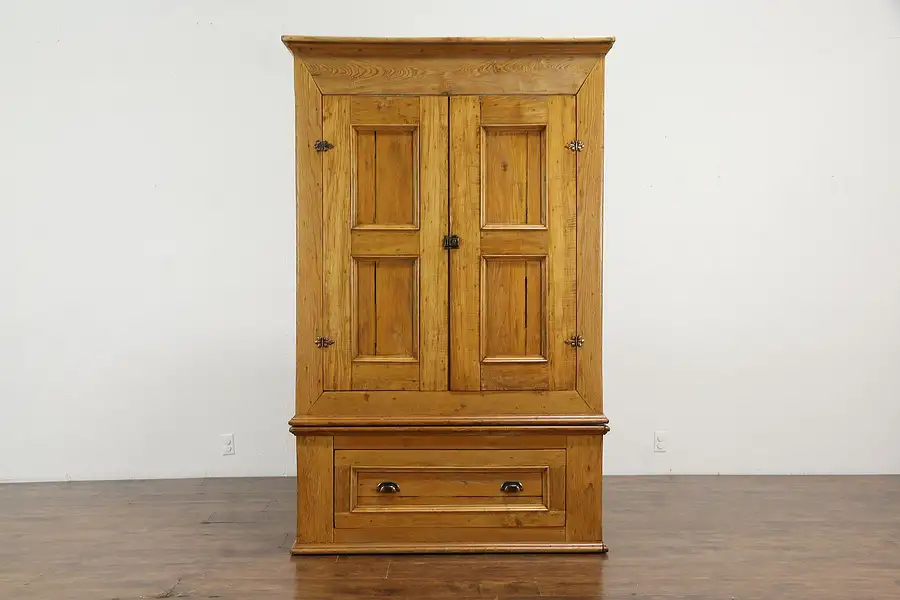 Main image of Scandinavian Antique Country Farmhouse Oak Armoire Signed & Dated 1915