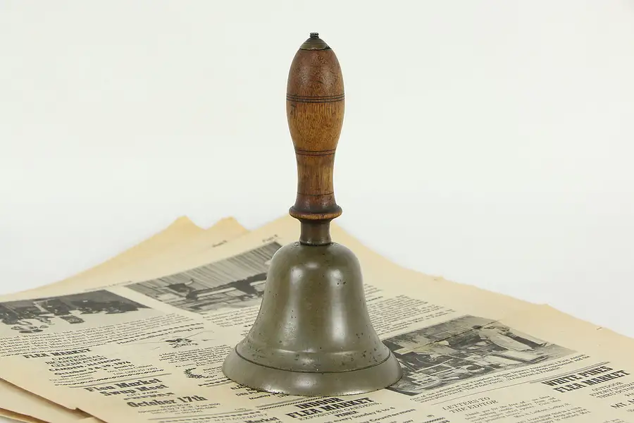 Main image of Brass Antique English Schoolmaster Bell, Cherry Handle