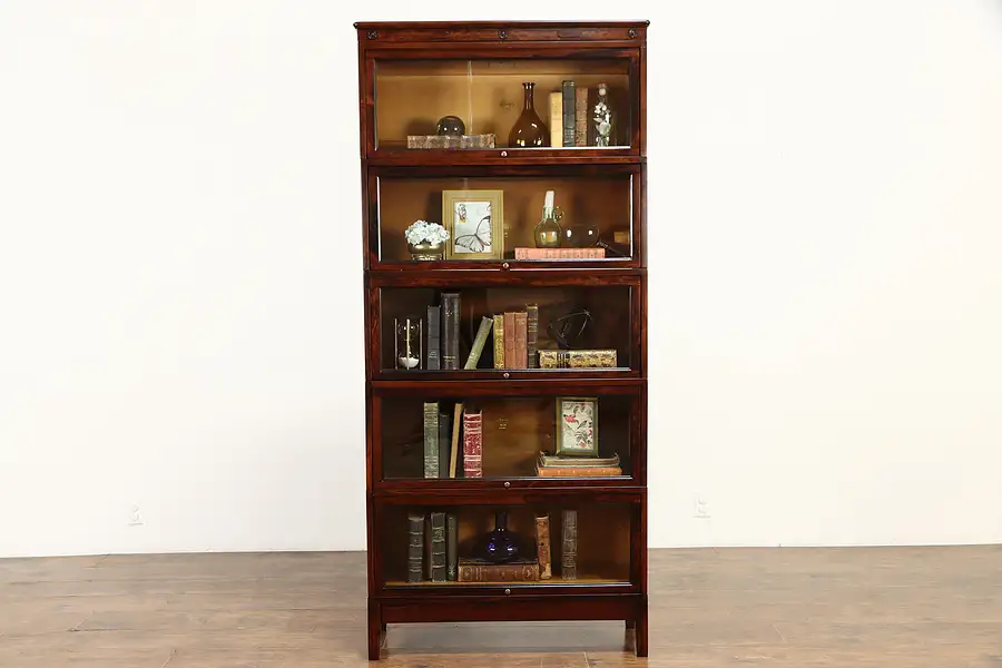 Main image of Lawyer Antique Birch 5 Stack Library or Office Bookcase Wavy Glass, Macey