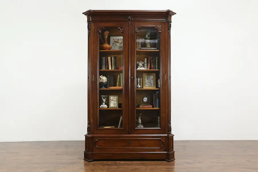 Main image of Victorian Antique Rosewood German Library or Office Bookcase