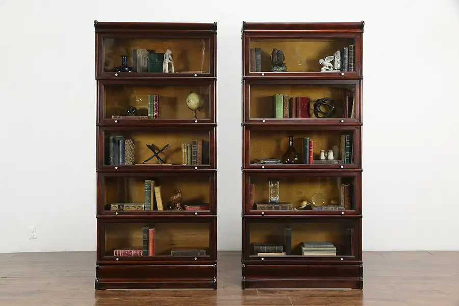 Main image of Pair of 5 Stack Antique Lawyer Office Bookcases, All Original, Macey