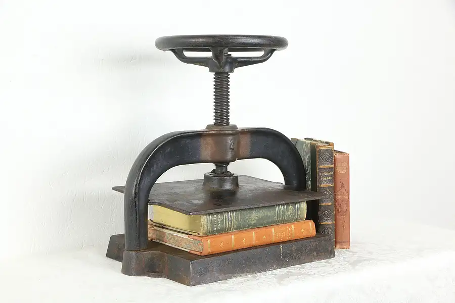 Main image of Victorian Antique Cast Iron Bookbinder 10 x 15 Book Press Decorative Only