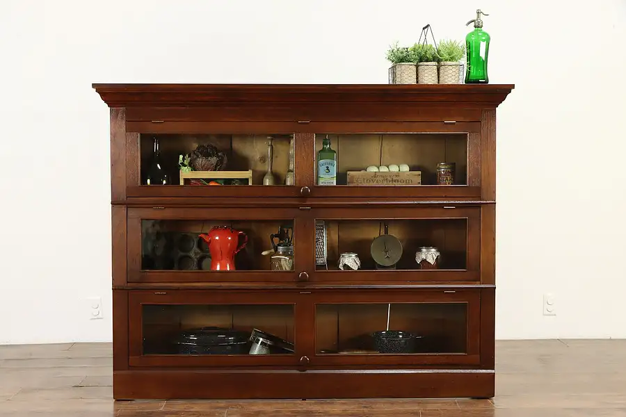 Main image of Victorian Antique Walnut Bookcase or Farmhouse TV Console Cabinet