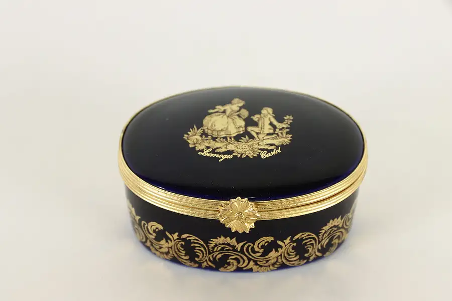 Main image of Porcelain Trinket or Keepsake Box, Gold Leaf, Limoges France