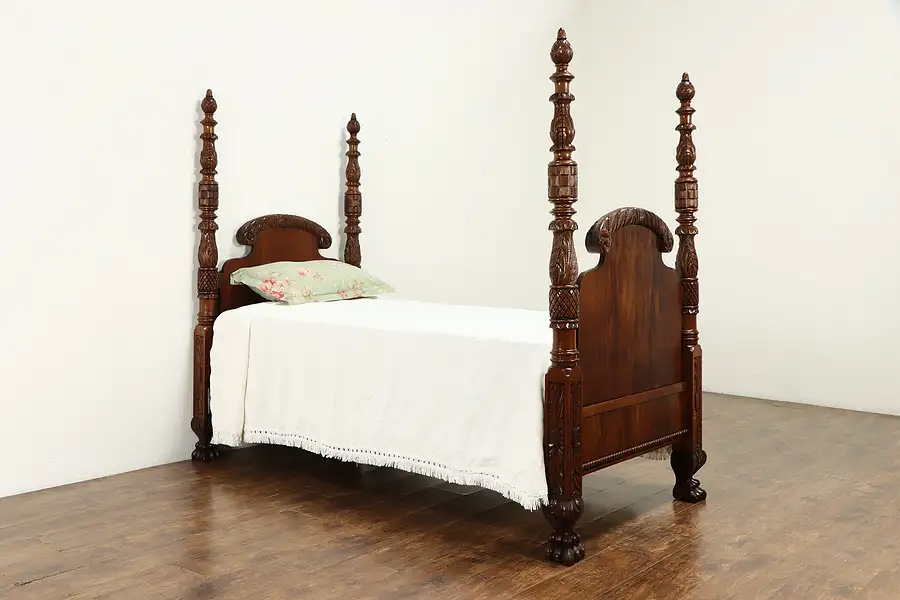 Main image of Empire Antique 1820 Acanthus Carved Mahogany Twin Bed