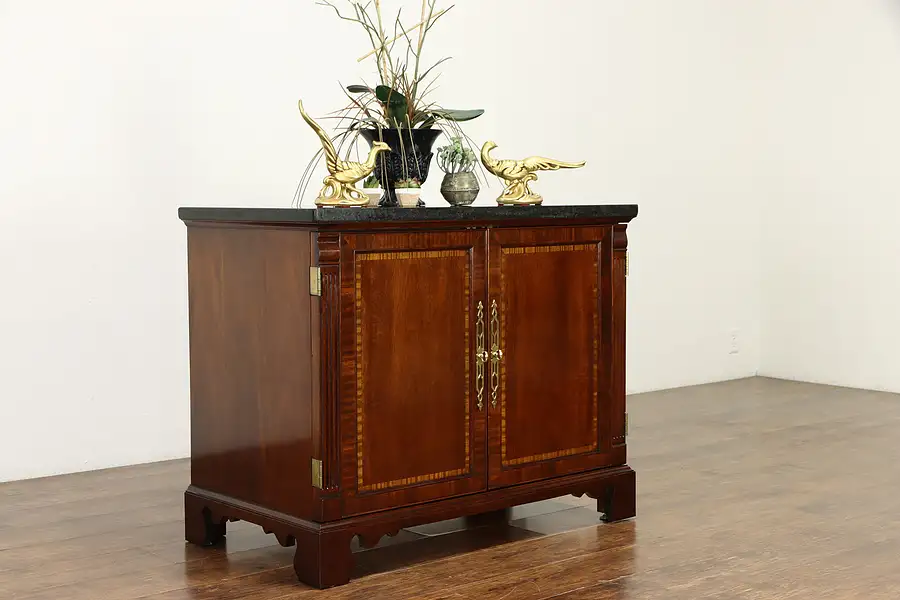 Main image of Traditional Mahogany Vintage Electronics or Bar Cabinet, Granite Top