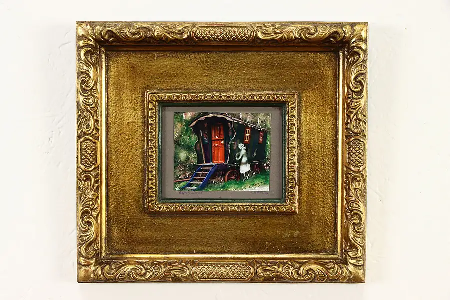 Main image of Gypsy Ghost Wagon Original Vintage Painting, Signed Susan Drozda 11"