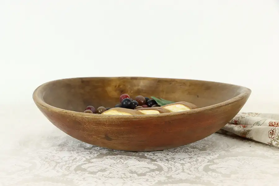 Main image of Hand Carved Antique Wooden Kitchen or Serving Bowl