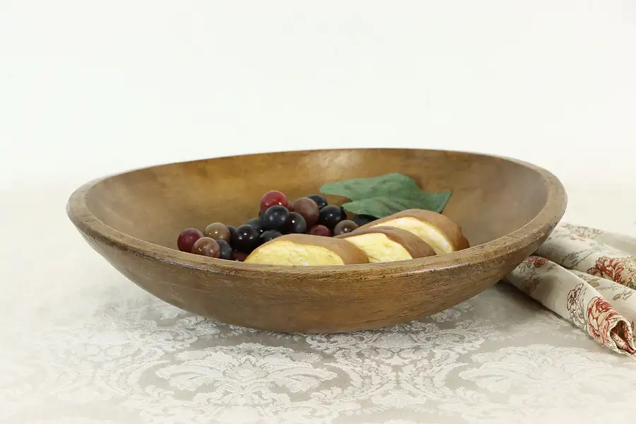 Main image of Hand Carved Antique Wooden Kitchen or Serving Bowl