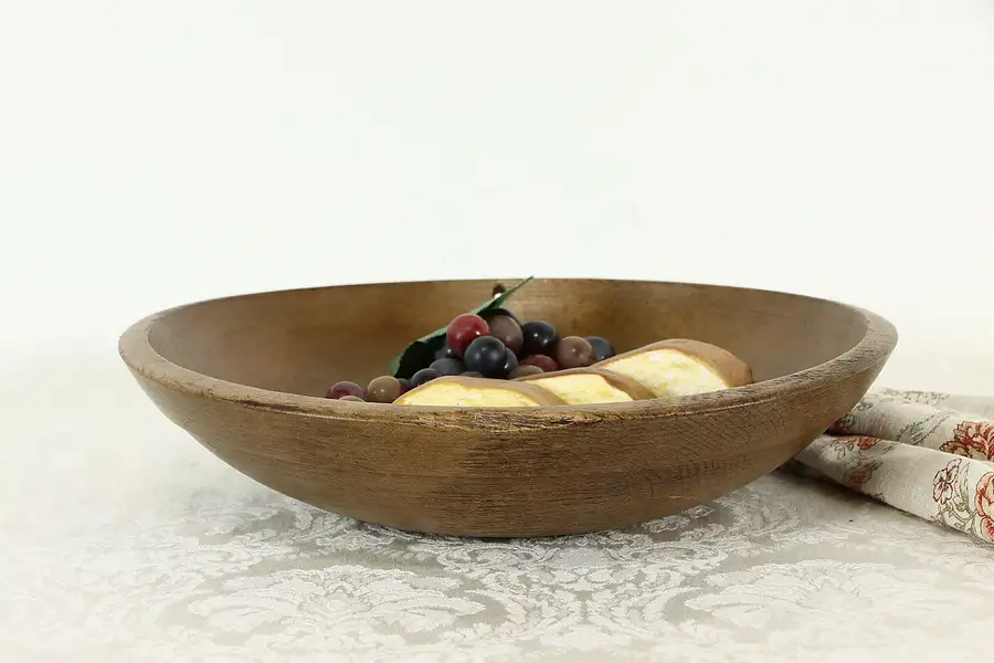 Main image of Hand Carved Antique Wooden Kitchen or Serving Bowl