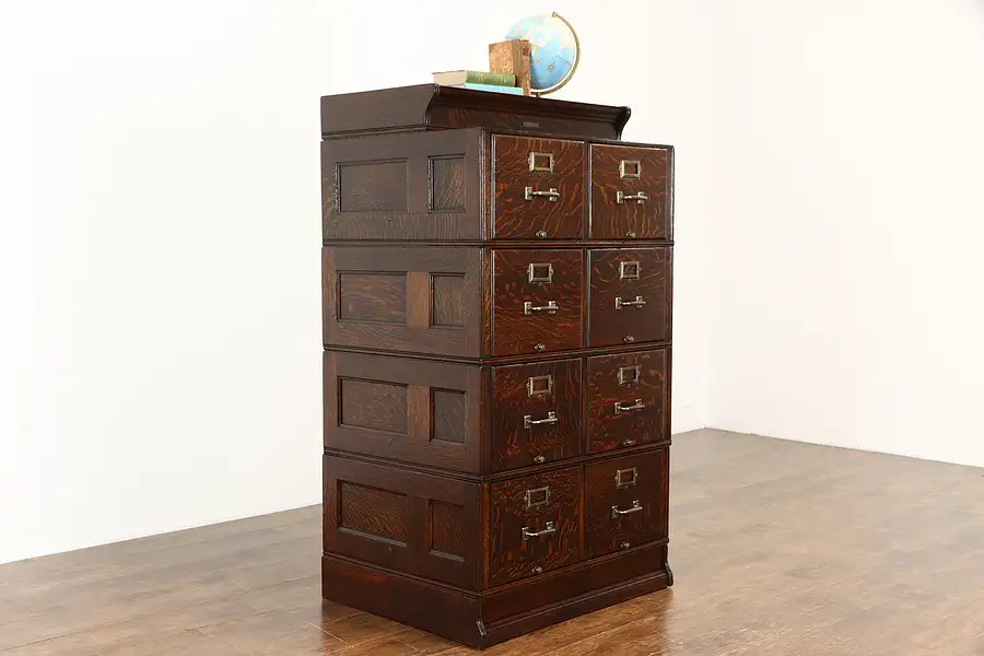 Main image of Oak Antique Double 8 Drawer Office File Cabinet, Yawman & Erbe NY