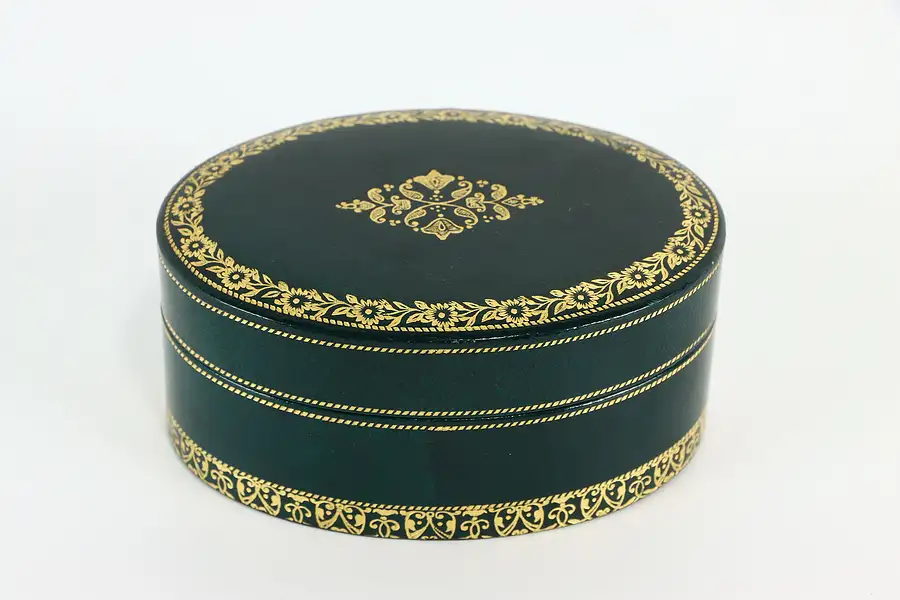 Main image of Gold Tooled Vintage Leather Treasure or Jewelry Box, L.C.C. Italy