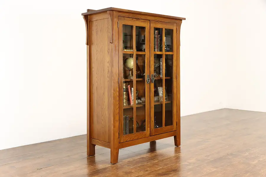 Main image of Arts & Crafts Mission Oak Craftsman Bookcase China Cabinet Kincaid