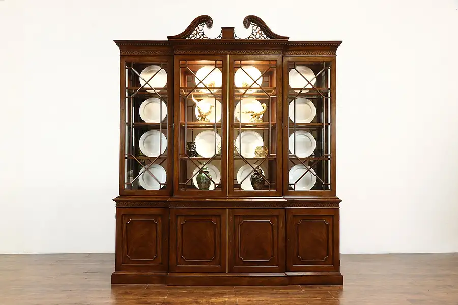 Main image of Traditional Mahogany Vintage Breakfront China Cabinet, Natchez, Henredon