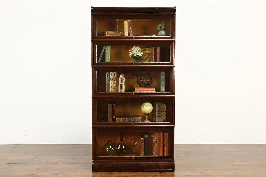 Main image of Lawyer Antique 5 Stack Craftsman Office Bookcase, Wavy Glass, Macey